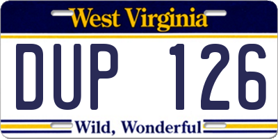 WV license plate DUP126