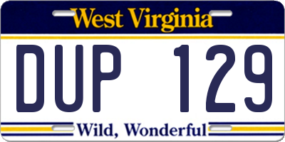 WV license plate DUP129