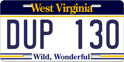 WV license plate DUP130