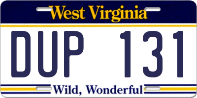 WV license plate DUP131
