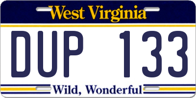 WV license plate DUP133