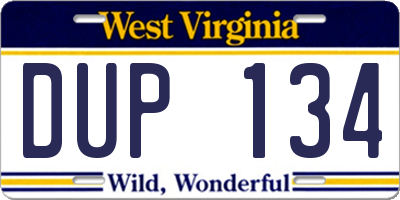 WV license plate DUP134