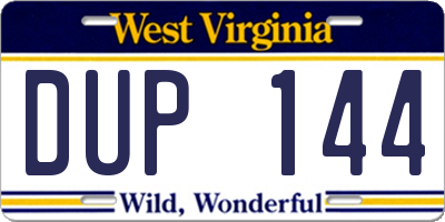 WV license plate DUP144