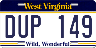 WV license plate DUP149