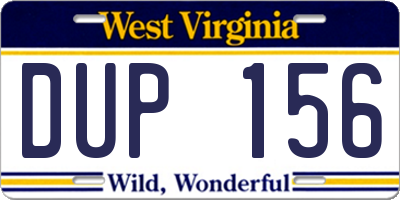 WV license plate DUP156