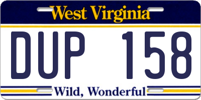 WV license plate DUP158