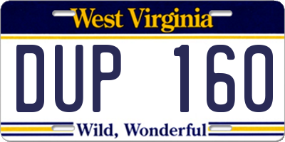 WV license plate DUP160