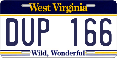 WV license plate DUP166