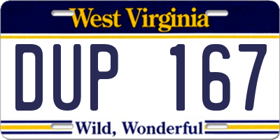 WV license plate DUP167
