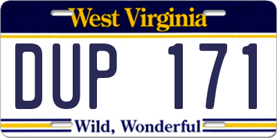 WV license plate DUP171