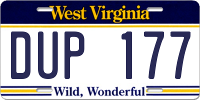 WV license plate DUP177