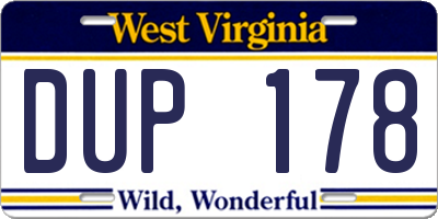 WV license plate DUP178