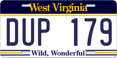 WV license plate DUP179