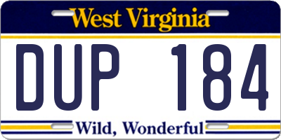 WV license plate DUP184