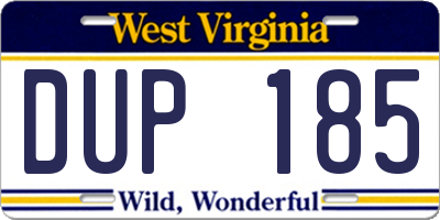 WV license plate DUP185