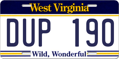 WV license plate DUP190
