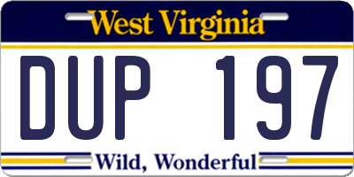 WV license plate DUP197
