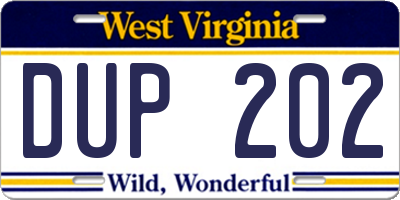 WV license plate DUP202