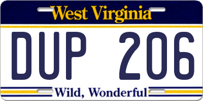 WV license plate DUP206