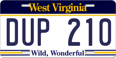WV license plate DUP210