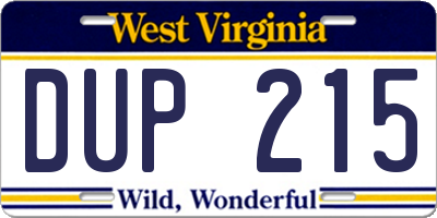 WV license plate DUP215