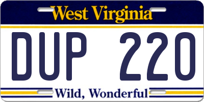 WV license plate DUP220
