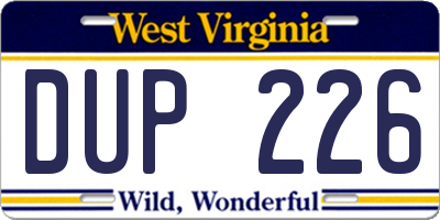 WV license plate DUP226