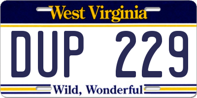 WV license plate DUP229