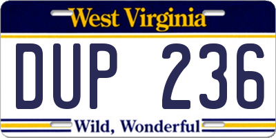 WV license plate DUP236