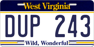 WV license plate DUP243