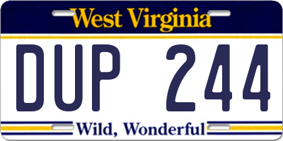 WV license plate DUP244