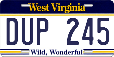 WV license plate DUP245