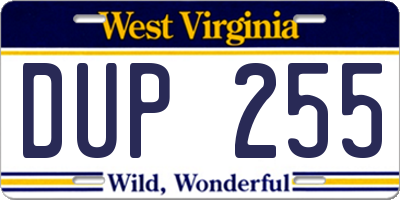 WV license plate DUP255