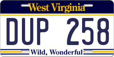 WV license plate DUP258