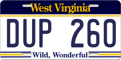 WV license plate DUP260