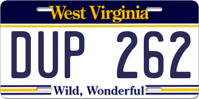 WV license plate DUP262