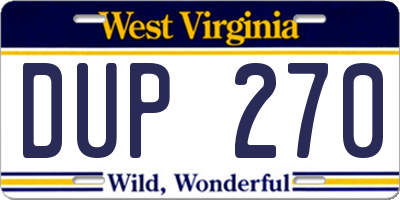 WV license plate DUP270