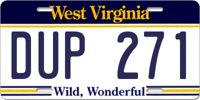 WV license plate DUP271