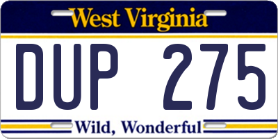 WV license plate DUP275