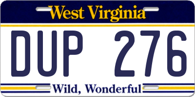 WV license plate DUP276