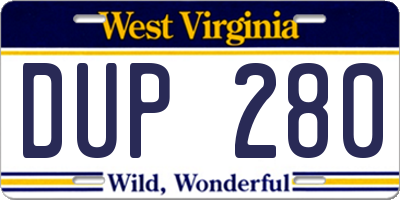 WV license plate DUP280
