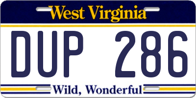 WV license plate DUP286