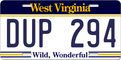 WV license plate DUP294