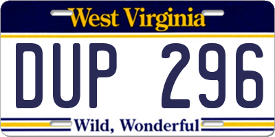 WV license plate DUP296