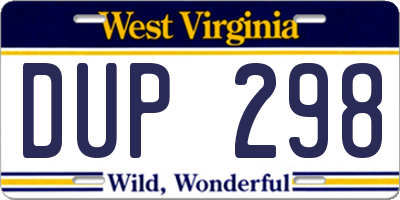WV license plate DUP298