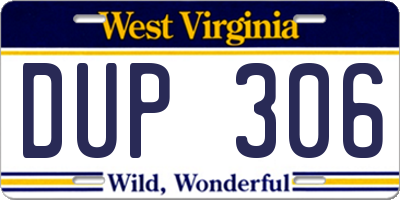WV license plate DUP306
