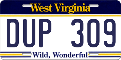WV license plate DUP309