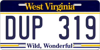 WV license plate DUP319