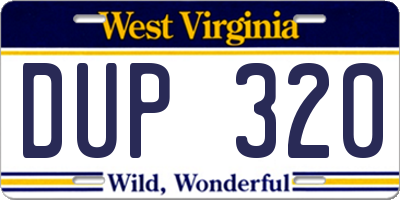 WV license plate DUP320