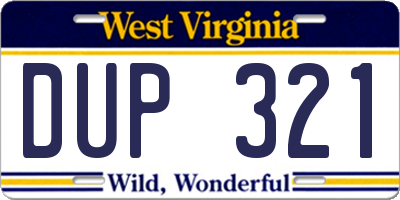 WV license plate DUP321